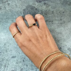 bague laiton torsadé coeur noir