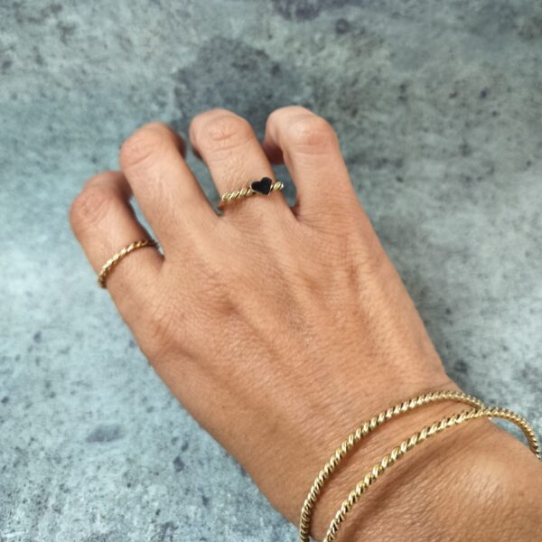 bague laiton torsadé coeur noir